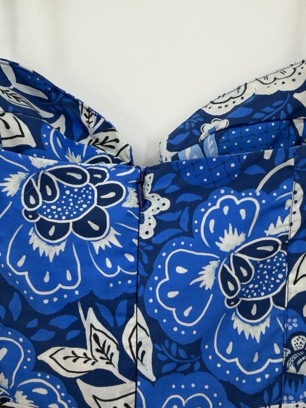 Farm Rio Full of Flowers Blue Midi Dress size M Medium Sleeveless Tiered Bustier - Picture 13 of 16